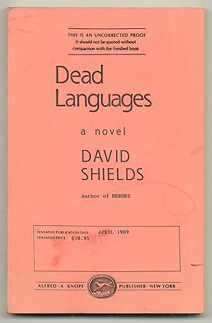 Bild des Verkufers fr Dead Languages: A Novel zum Verkauf von Between the Covers-Rare Books, Inc. ABAA