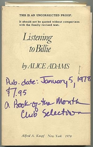 Seller image for Listening to Billie for sale by Between the Covers-Rare Books, Inc. ABAA