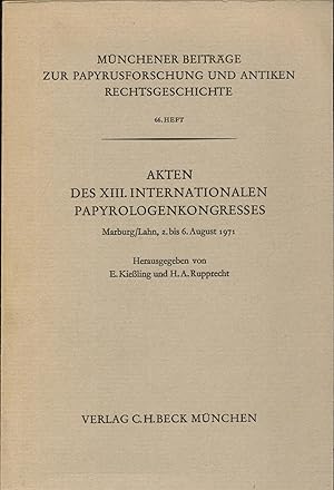 Bild des Verkufers fr Akten des XIII. Internationalen Papyrologenkongresses zum Verkauf von avelibro OHG