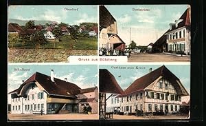 Ansichtskarte Bützberg, Gasthaus zum Kreuz, Schulhaus, Dorfstrasse