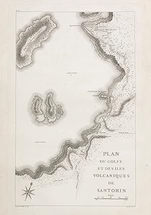 Immagine del venditore per Plan du Golfe et des Iles Volcaniques de Santorin" - Santorini Santorin island Insel Aegaen Sea Greece Karte map venduto da Antiquariat Steffen Vlkel GmbH