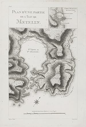 Immagine del venditore per Plan d'une partie de l'Ile de Metelin" - Mytilini Mytilene Lesbos island Insel Greece Griechenland Karte map carte venduto da Antiquariat Steffen Vlkel GmbH