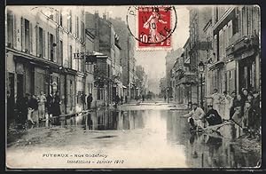 Carte postale Puteaux, Crue de la Seine 1910, Rue Godefroy