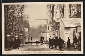 Carte postale Neuilly-sur-Seine, Crue de la Seine 1910, Rue du Centre