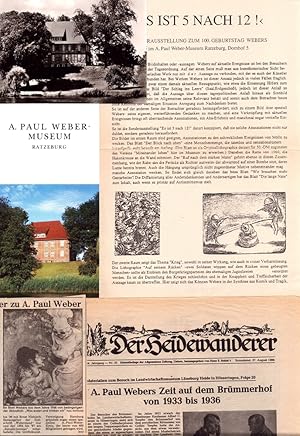 Kleinkonvolut von Ephemera und Artikeln zu dem Künstler A. Paul Weber. Zusammen 38 Teile.