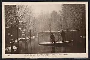 Carte postale Neuilly-sur-Seine, Crue de la Seine 1910, La Rue Perronet