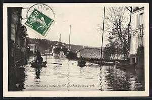 Carte postale Bas-Meudon, Crue de la Seine 1910, La Rue de Vaugirard