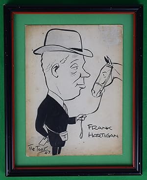 Frank Hartigan Horse Trainer 1947 Pen & Ink w/ Watercolour