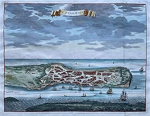 Bild des Verkufers fr China Macau (Macao) Vogelvluchtperspectief - F Valentijn - 1724 zum Verkauf von Antiquariaat Dat Narrenschip