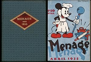 Menage. Revista Cocina. April 1935. Spanisches Koch-Magazin mit Micky Maus Cover, einem Comic und...