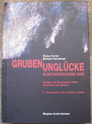 Bild des Verkufers fr Grubenunglcke im deutschsprachigen Raum. Katalog der Bergwerke, Opfer, Ursachen und Quellen. zum Verkauf von Steeler Antiquariat