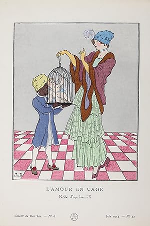 L'Amour en cage. Robe d'après-midi (pl.54, La Gazette du Bon ton, 1914 n°6)