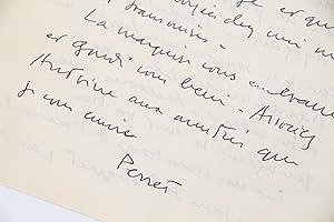 Lettre autographe adressée à Roger Nimier