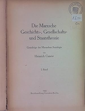 Imagen del vendedor de Die Marxsche Geschichts-, Gesellschafts- und Staatstheorie, Bd. 1 a la venta por books4less (Versandantiquariat Petra Gros GmbH & Co. KG)