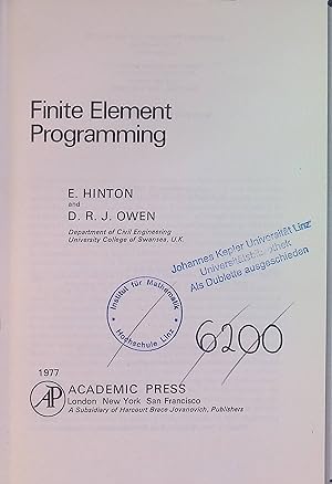 Immagine del venditore per Finite Element Programming venduto da books4less (Versandantiquariat Petra Gros GmbH & Co. KG)