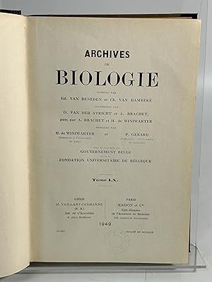 Seller image for Archives De Biologie. Tome LX, Fascicule I- IV. for sale by Antiquariat Bookfarm