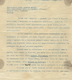 Lettera dattiloscritta, non firmata, stesa su due facciate, riguardante la collezione di dannunzi...