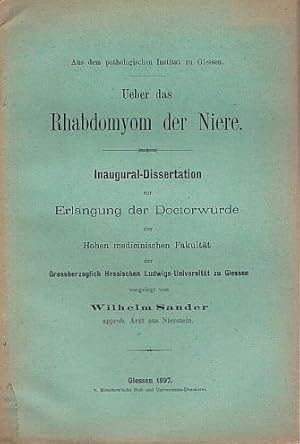 Imagen del vendedor de Ueber das Rhabdomyom der Niere. Inaugural-Dissertation. a la venta por Antiquariat Heinz Tessin