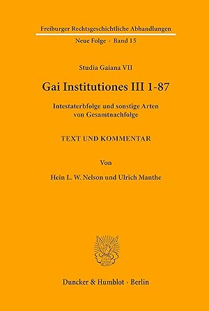 Seller image for Gai Institutiones III 1 - 87. for sale by moluna
