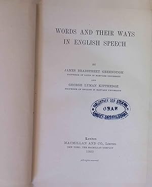 Imagen del vendedor de Words and Their Ways in English Speech. a la venta por books4less (Versandantiquariat Petra Gros GmbH & Co. KG)