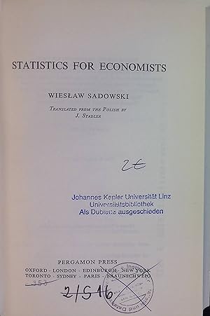 Bild des Verkufers fr Statistics for Economists zum Verkauf von books4less (Versandantiquariat Petra Gros GmbH & Co. KG)