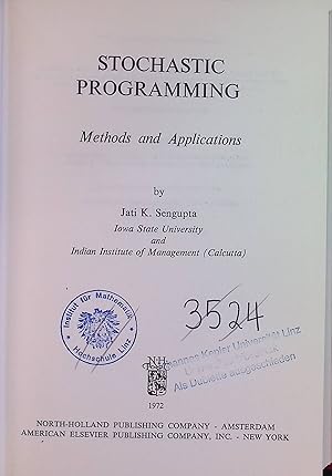 Immagine del venditore per Stochastic Programming: Methods and Applications venduto da books4less (Versandantiquariat Petra Gros GmbH & Co. KG)