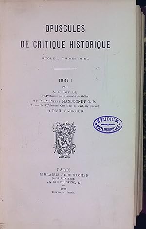 Bild des Verkufers fr Opuscules de Critique Historique: Recueil Trimestriel, Tome 1 zum Verkauf von books4less (Versandantiquariat Petra Gros GmbH & Co. KG)