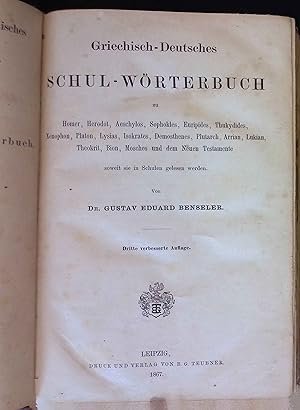 Bild des Verkufers fr Griechisch-Deutsches Schul-Wrterbuch. zum Verkauf von books4less (Versandantiquariat Petra Gros GmbH & Co. KG)