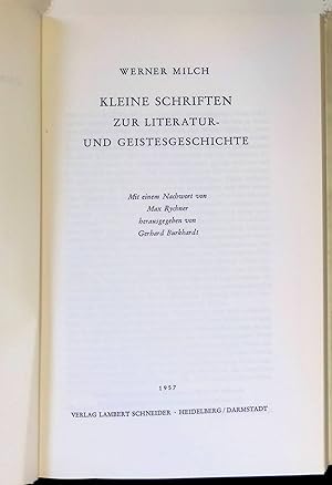 Bild des Verkufers fr Kleine Schriften zur Literatur- und Geistesgeschichte. zum Verkauf von books4less (Versandantiquariat Petra Gros GmbH & Co. KG)