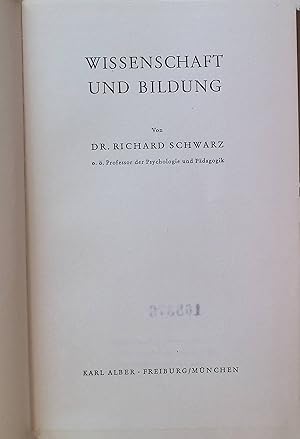 Bild des Verkufers fr Wissenschaft und Bildung. zum Verkauf von books4less (Versandantiquariat Petra Gros GmbH & Co. KG)