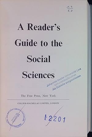 Immagine del venditore per A Reader's Guide to the Social Sciences. venduto da books4less (Versandantiquariat Petra Gros GmbH & Co. KG)