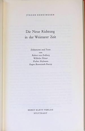 Die Neue Richtung in der Weimarer Zeit. Schriften zur Erwachsenenbildung.