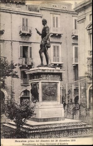 Immagine del venditore per Ansichtskarte / Postkarte Messina Sizilien, Prima del disastro del 28 dicembre 1908, Monumento a Don Giovanni d'Austria venduto da akpool GmbH