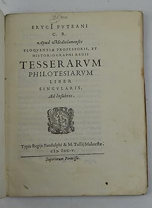 Tesserarum philotesiarum liber singularis, ad Insubres.