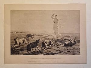 Imagen del vendedor de Pallas Athene and the Herdman's Dogs - 1889 Etching a la venta por Maynard & Bradley