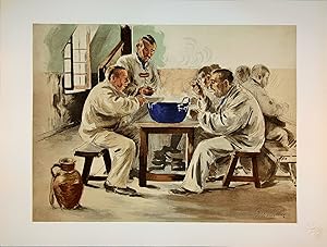 L'estampe Moderne. La soupe à la chambrée.Lithographie Originale