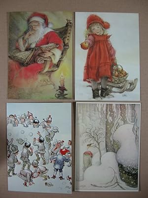 3 Künstlerpostkarten, 1 Künstler-Briefkarte. Weihnachten, Winter.