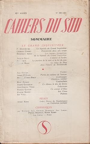 Image du vendeur pour Cahiers du Sud, n383/384 : [LE GRAND INQUISITEUR]. DOSTOIEVSKI mis en vente par PRISCA