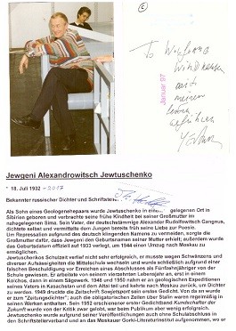 Imagen del vendedor de JEWGENI JEWTUSCHENKO (Evgenij Aleksandrovi Evtu enko, Yevgeny Yevtushenko,1932-2017) russischer Dichter und Schriftsteller a la venta por Herbst-Auktionen