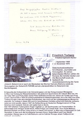 FRIEDRICH TORBERG (Friedrich Kantor, 1908-79) Schriftsteller, Journalist, Publizist, Drehbuchauto...