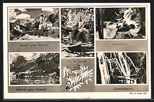 Bild des Verkufers fr Ansichtskarte Ramsau, Ansicht gegen die Reiteralpe, im Zauberwald, die Wimbachklamm zum Verkauf von Bartko-Reher