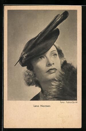 Ansichtskarte Schauspielerin Lena Norman mit modischen Hut porträtiert