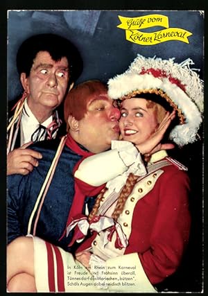 Bild des Verkufers fr Ansichtskarte Kln, Karneval, Tnnes und Schl mit dem Rote-Funken-Mariechen zum Verkauf von Bartko-Reher