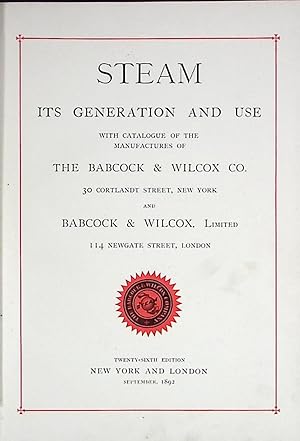 Imagen del vendedor de Steam. Its Generation and Use. 26th edition a la venta por Barter Books Ltd