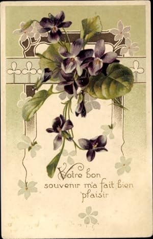 Präge Ansichtskarte / Postkarte Veilchen, Blumen, Kitsch