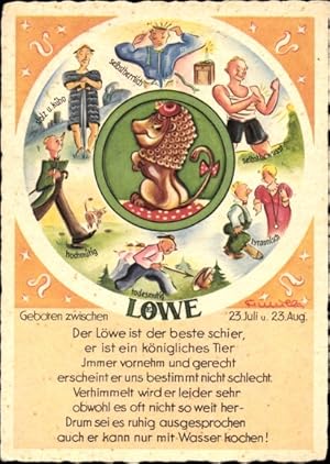 Künstler Ansichtskarte / Postkarte Sternzeichen Löwe, Leo, 23. Juli bis 22. August