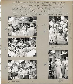 Bild des Verkufers fr Beneath the Twelve Mile Reef (Two album pages with 13 original vernacular photographs taken on the set of the 1953 film) zum Verkauf von Royal Books, Inc., ABAA