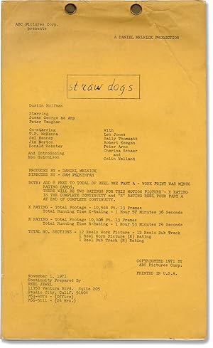 Bild des Verkufers fr Straw Dogs (Original post-production screenplay for the 1971 film) zum Verkauf von Royal Books, Inc., ABAA