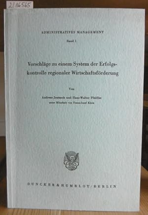 Bild des Verkufers fr Vorschlge zu einem System der Erfolgskontrolle regionaler Wirtschaftsfrderung. zum Verkauf von Versandantiquariat Trffelschwein