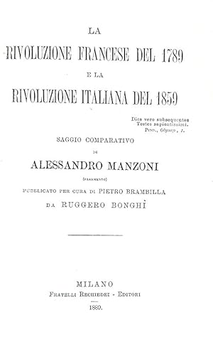 La Rivoluzione francese del 1789 e la Rivoluzione italiana del 1859. Saggio comparativo di Alessa...